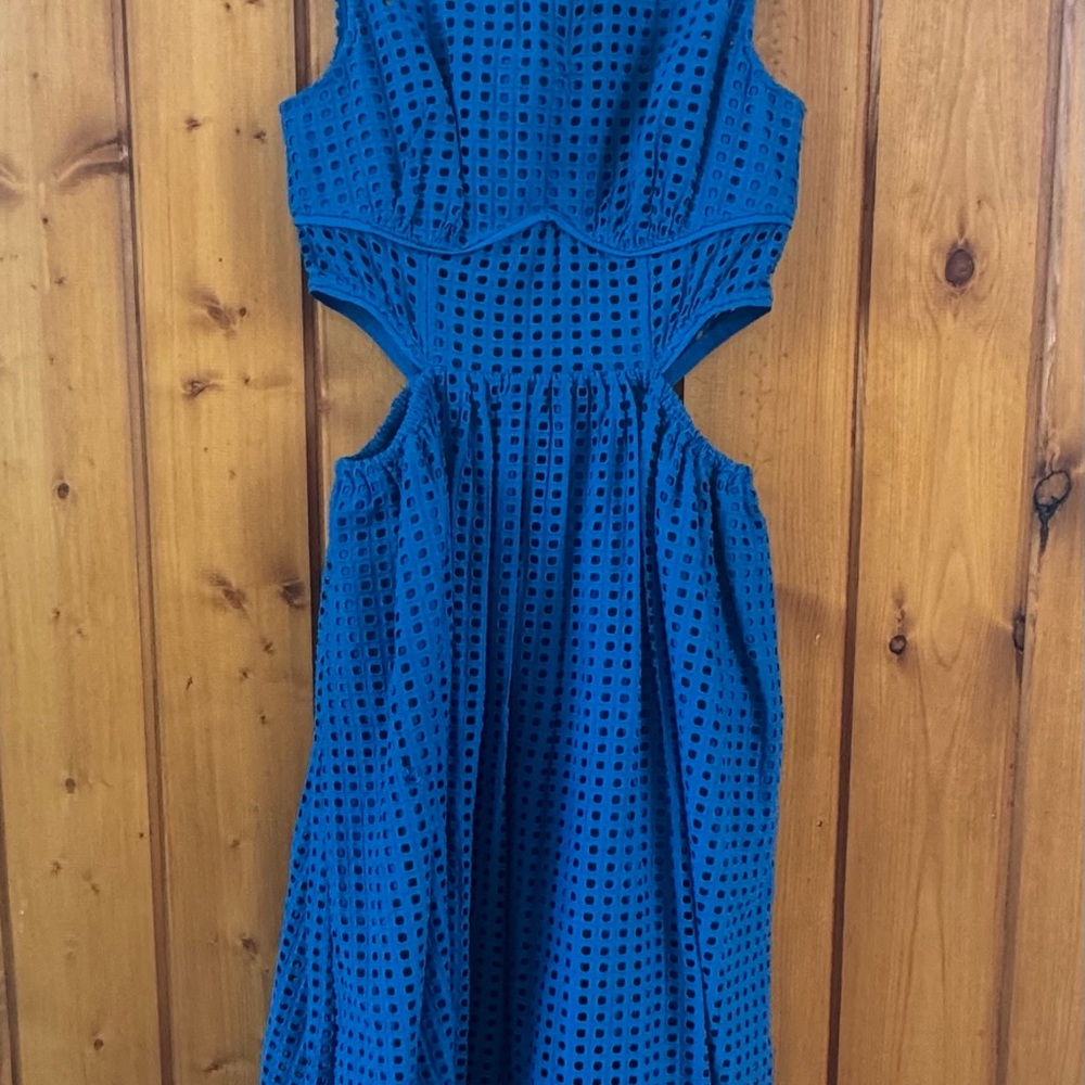 Self-Portrait Blue Ribbed Cocktail Dress